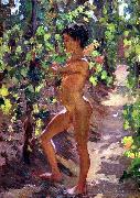 Carleton E.Watkins Study for Boys picking grapes at Capri Spain oil painting artist